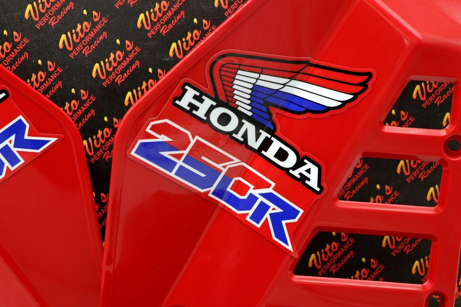 Radiator Shrouds tank plastic guards Honda ATC250R 1985 1986 RED + sticker kit