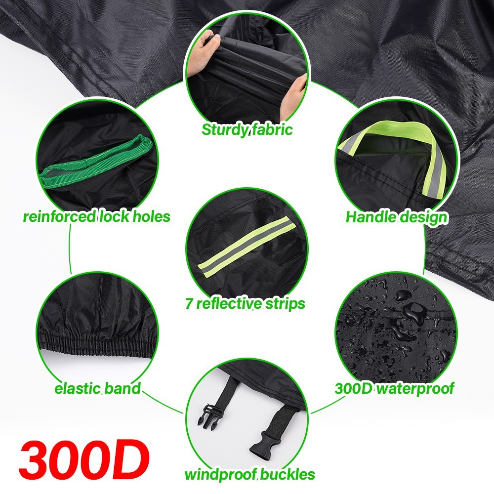 300D Waterproof Motorcycle Cover Heavy Duty Outside Rain Dust UV Protector 4XL