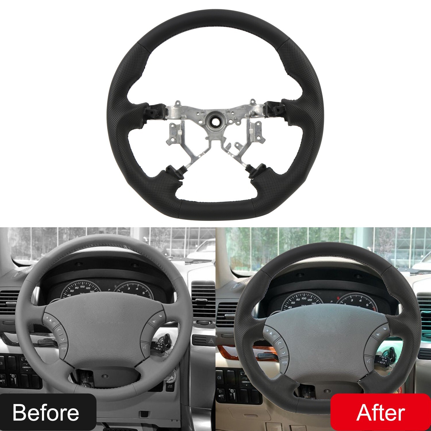 Leather Steering Wheel Customized For Toyota 4Runner 2003-2009/ Tacoma 2005-2011