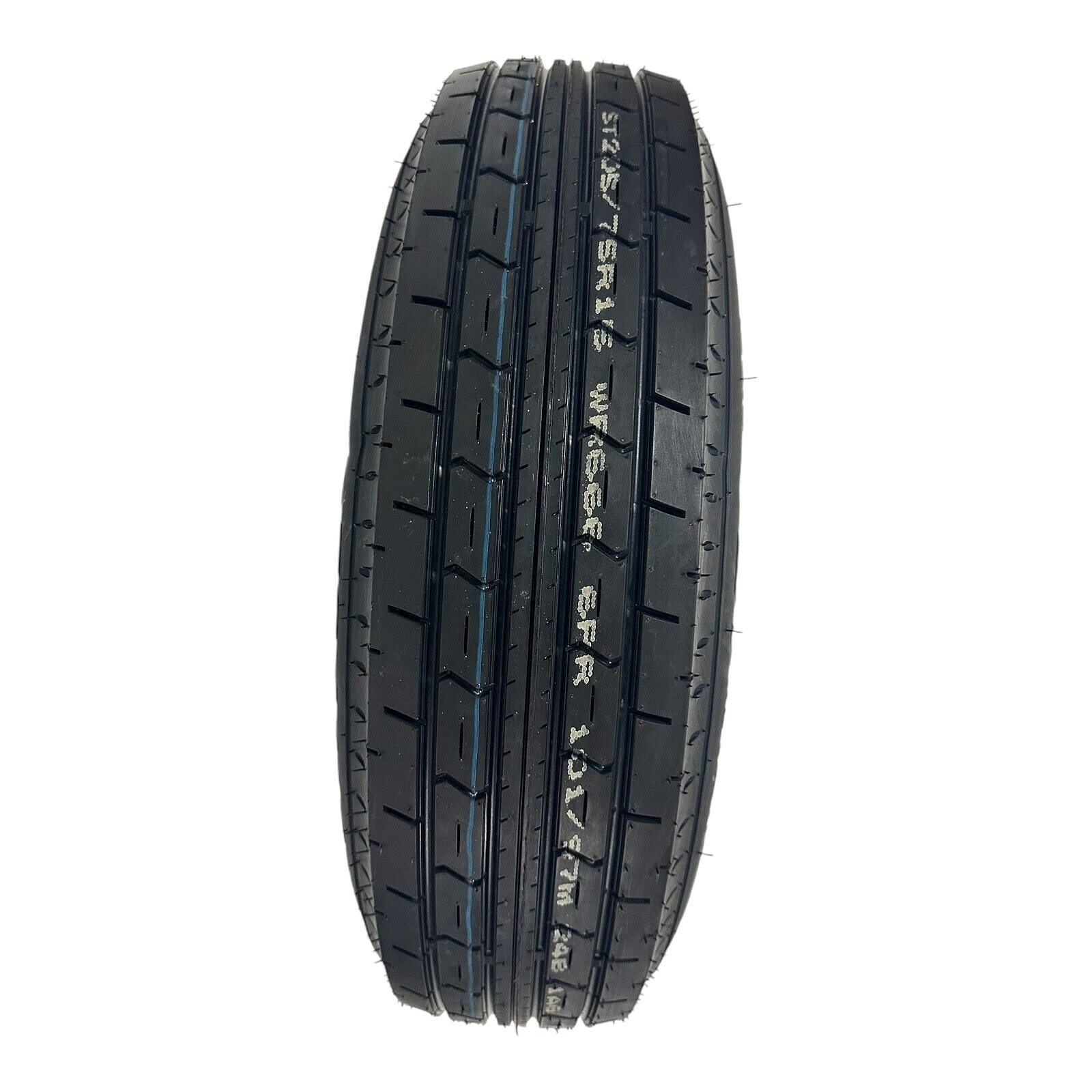 ST205/75R15 Radial Trailer Tire LRC 6 Ply on 5 Lug White Spoke Wheel 5×5.5″