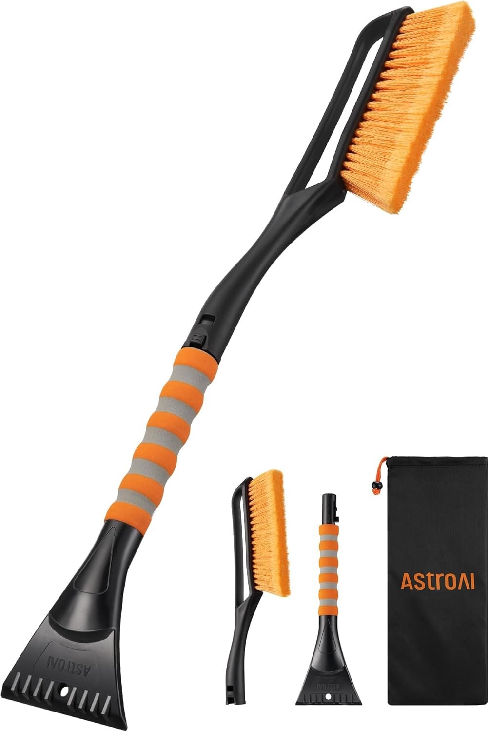 27-Inch Snow Brush and Ice Scraper with Ergonomic Foam Grip in Orange