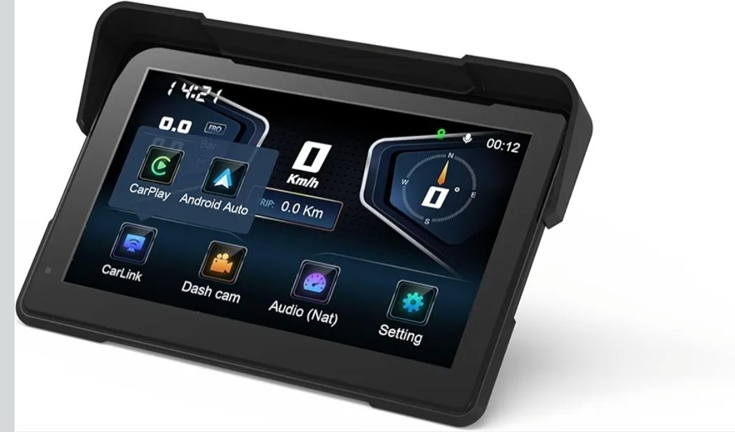 4K Dash Cam, Bluetooth Motorcycle Carplay & Android Auto 7″ IP67 Display Monitor