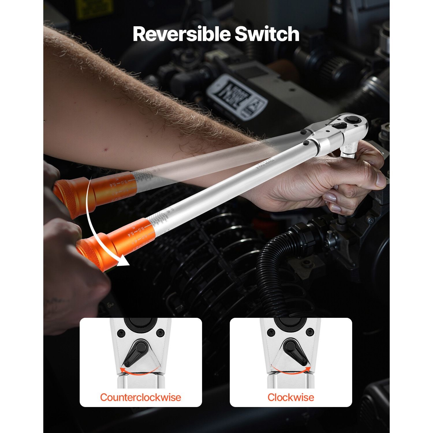 Click Torque Wrench w/ Interchangeable Heads 1/2, 20-160 lb-ft, ±2% Precision
