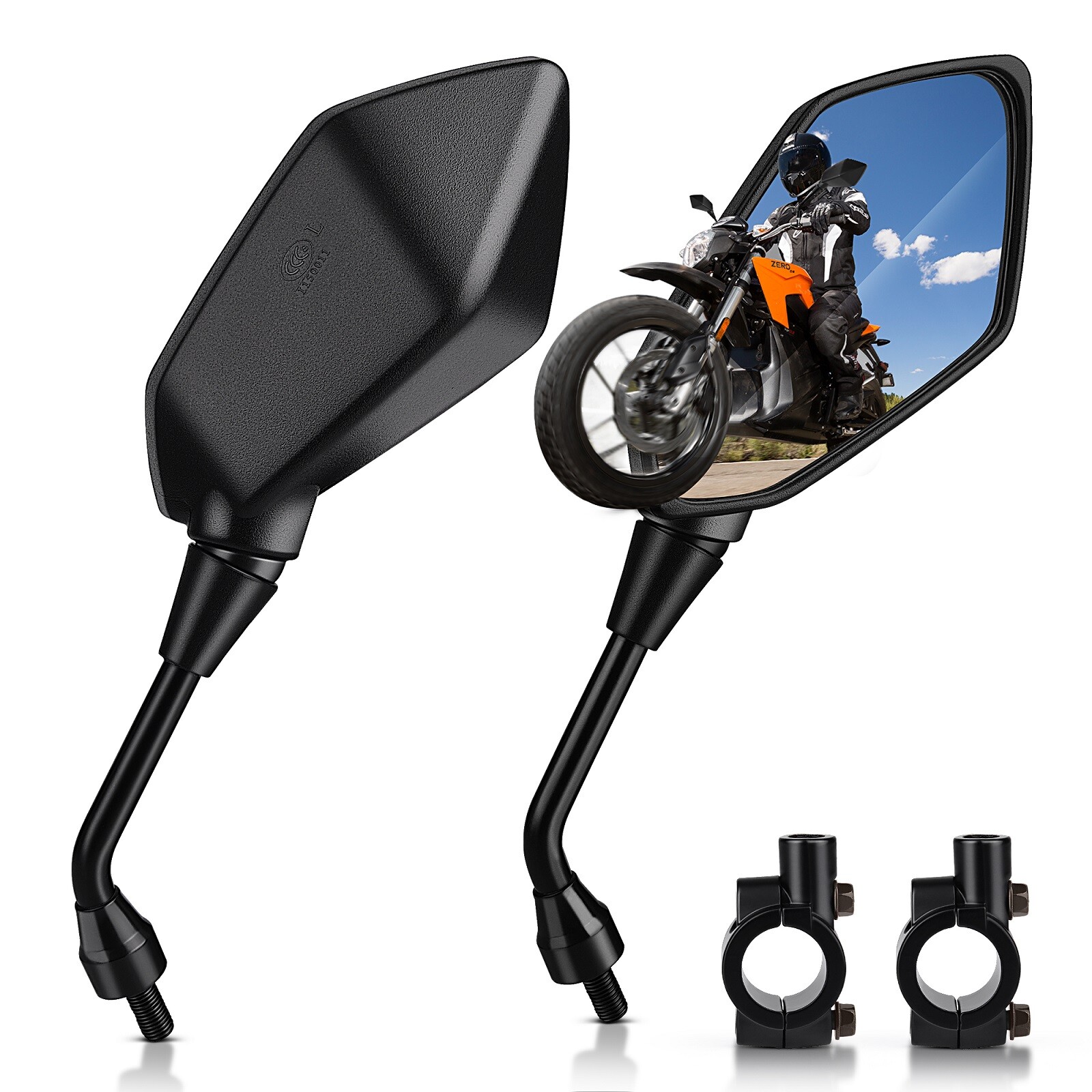 Universal 2PCS 7/8″ 22mm Handlebar End Rearview Side Rear View Mirror Motorcycle