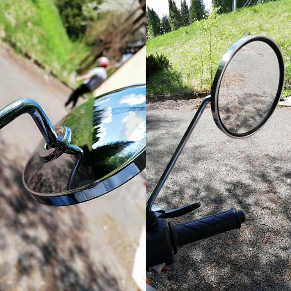 Motorcycle Classic Chrome Round RearView Side Mirrors 10mm Universal For Honda