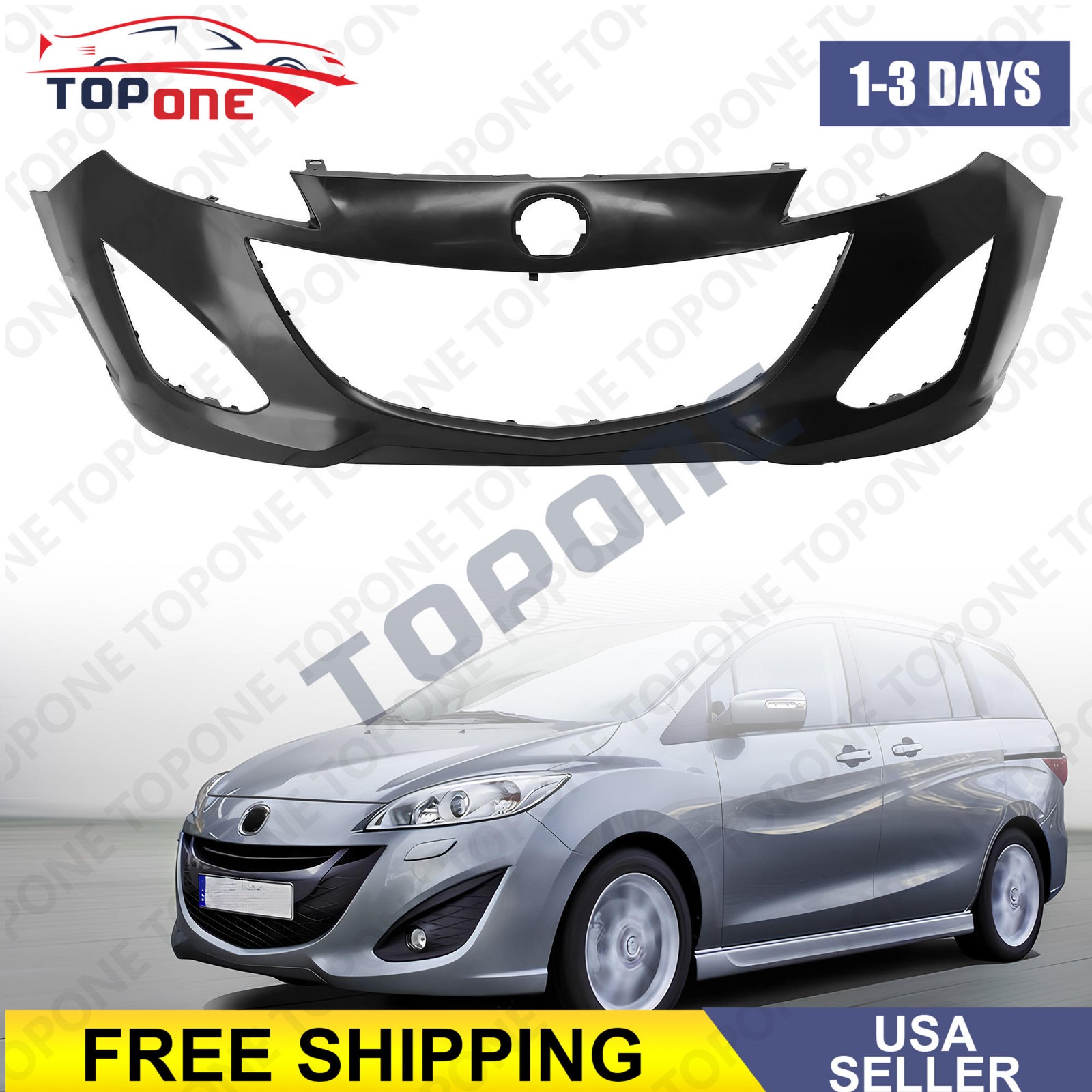 Primed Plastic Front Front Bumper Cover Compatible with Mazda 5 2012-2017