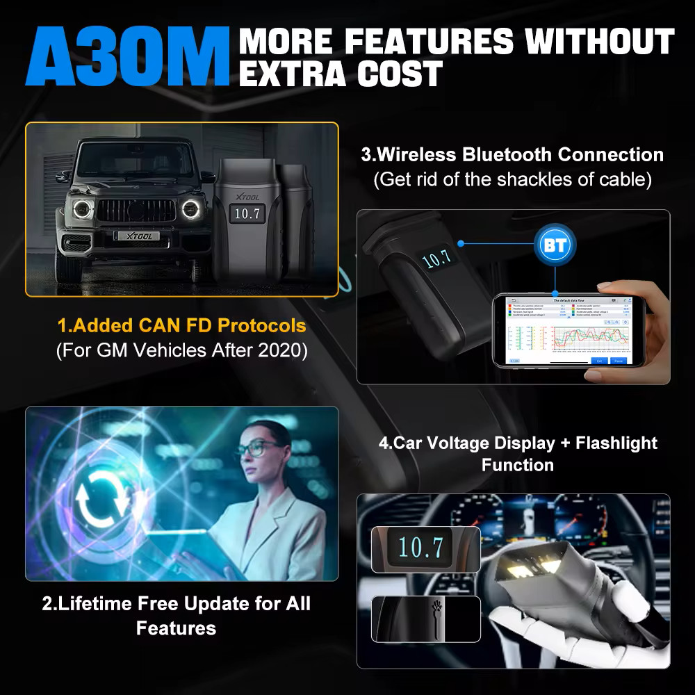 2025 XTOOL A30M V2.0 Bluetooth Full System Diagnostic Tool Bidirectional Scanner
