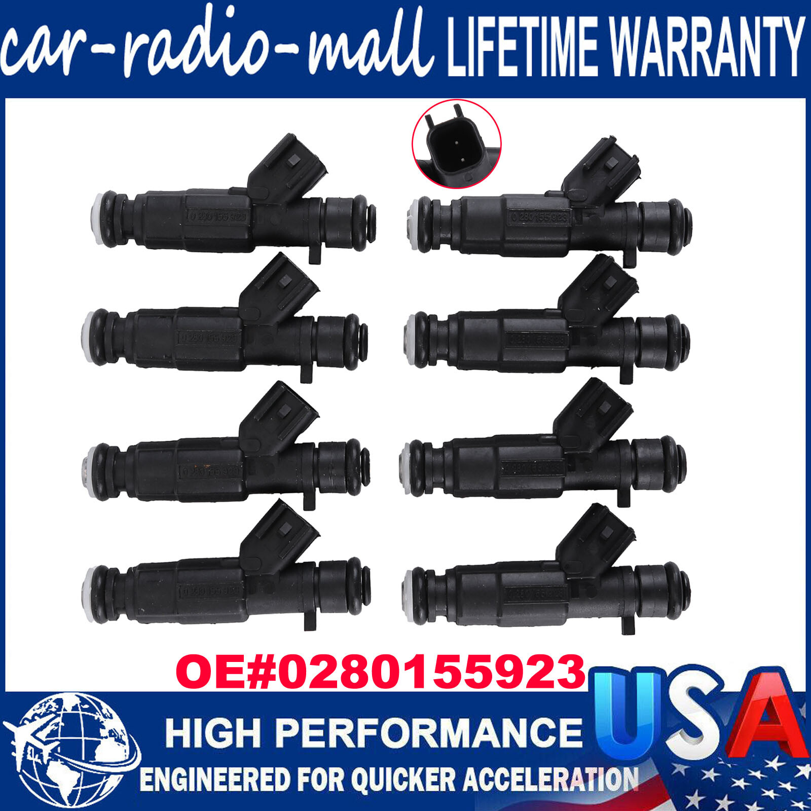 8 Pcs Fuel Injectors 0280155923 For Cadillac DeVille Pontiac Oldsmobile 4.0 4.6L