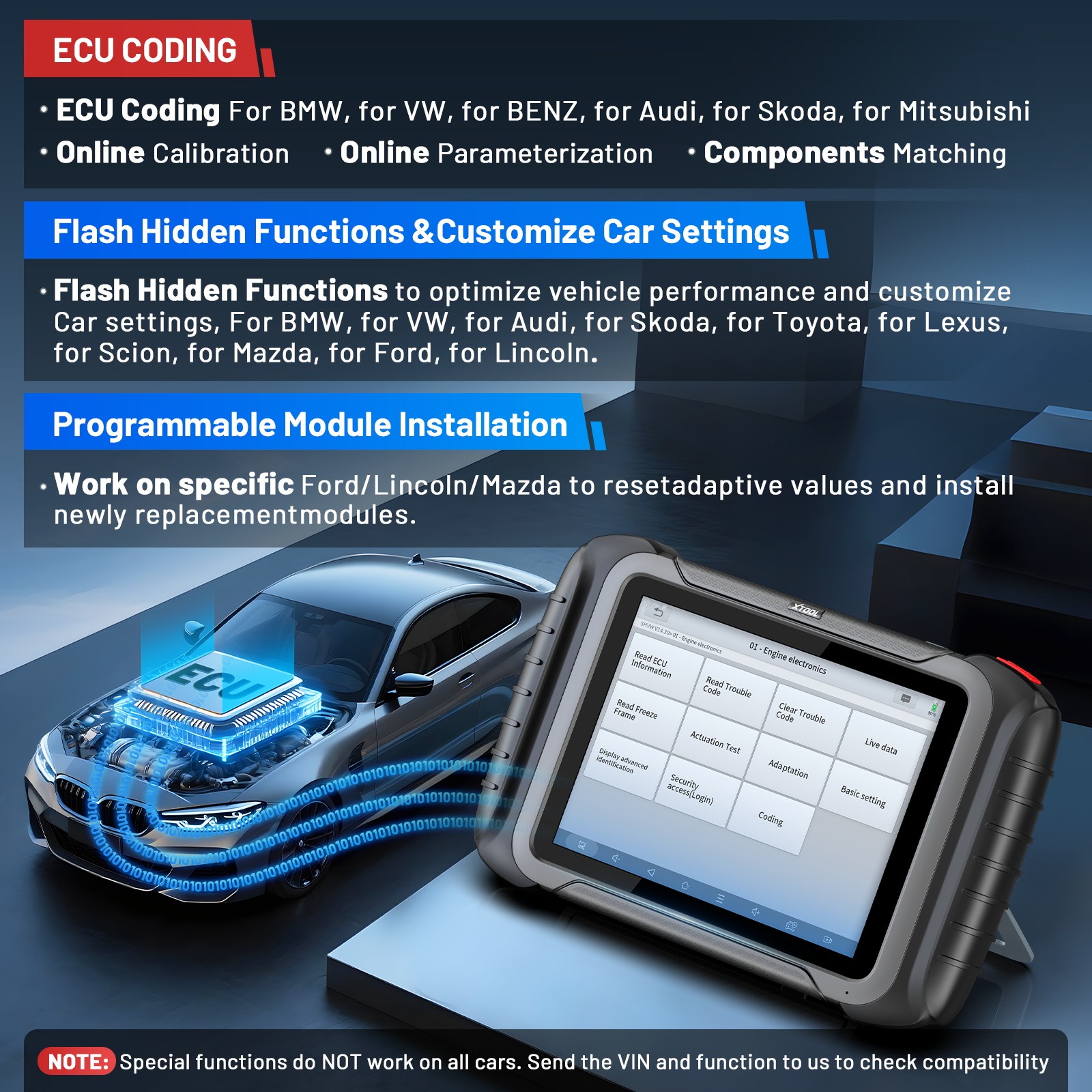 XTOOL D8S Auto Diagnostic OBD2 Scanner E.CU Coding Topology Mapping 38+ Resets