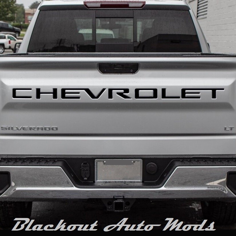Matte Black Vinyl Tailgate Letters 2019-24 Chevrolet Silverado Inserts 1500 2500