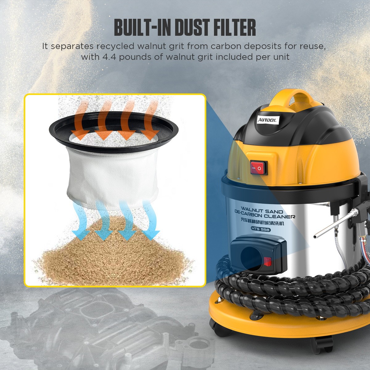 Walnut Blaster Engine Intake Valve Cleaning Carbon Deposits Cleaning Machine US