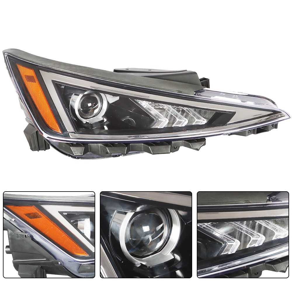 Driver&Passenger Headlight For Hyundai Elantra 2019 2020 Black Housing Halogen