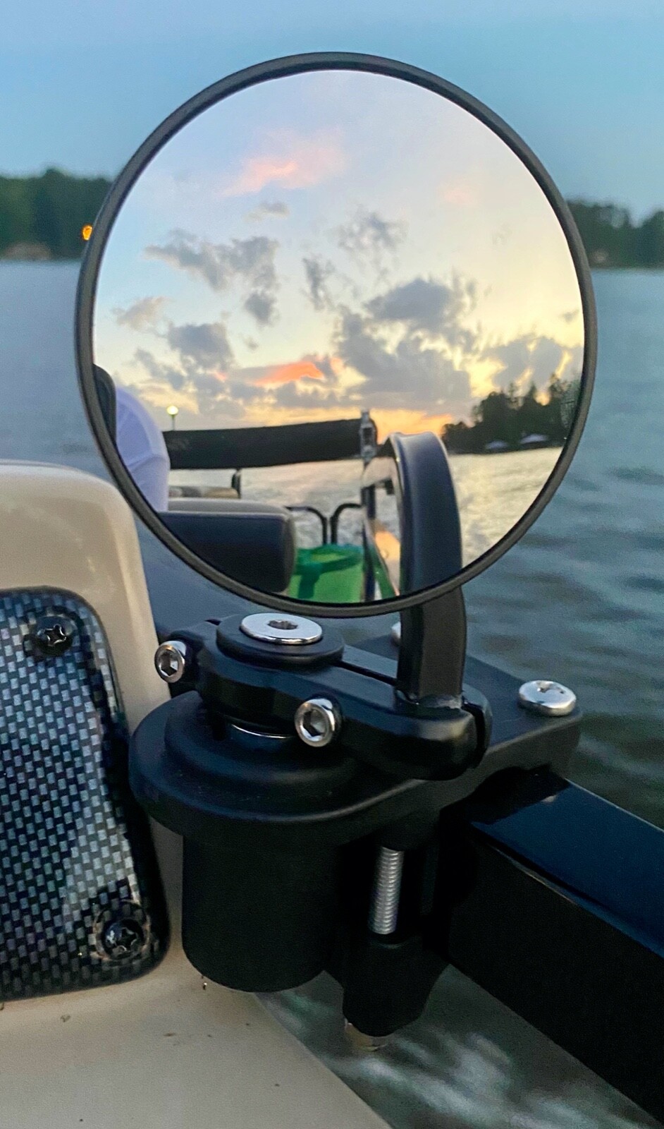 Pontoon Boat 3″ Round Marine Rearview Mirror 1-1/4″ Square Rail Mount Adjustable