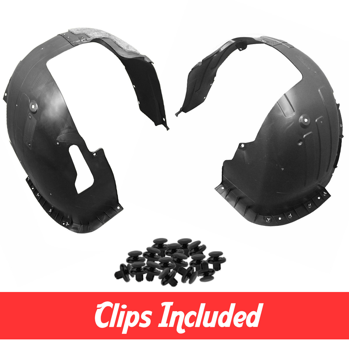 Front Left & Right Fender Liner Set w/ Clips For 2017-2018 Elantra Sedan