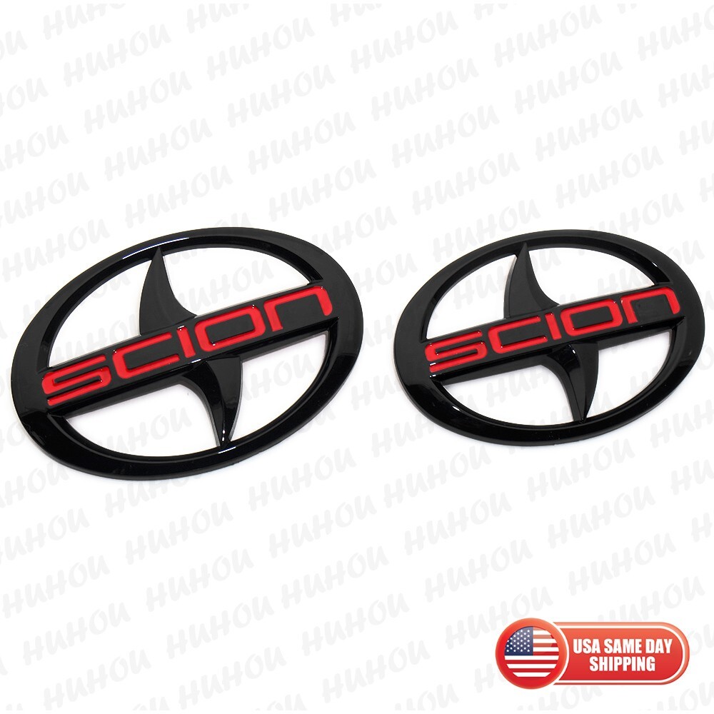 12-16 SCION FRS FR-S Front & Rear Gloss Black & Red Badge Nameplate Logo Emblem