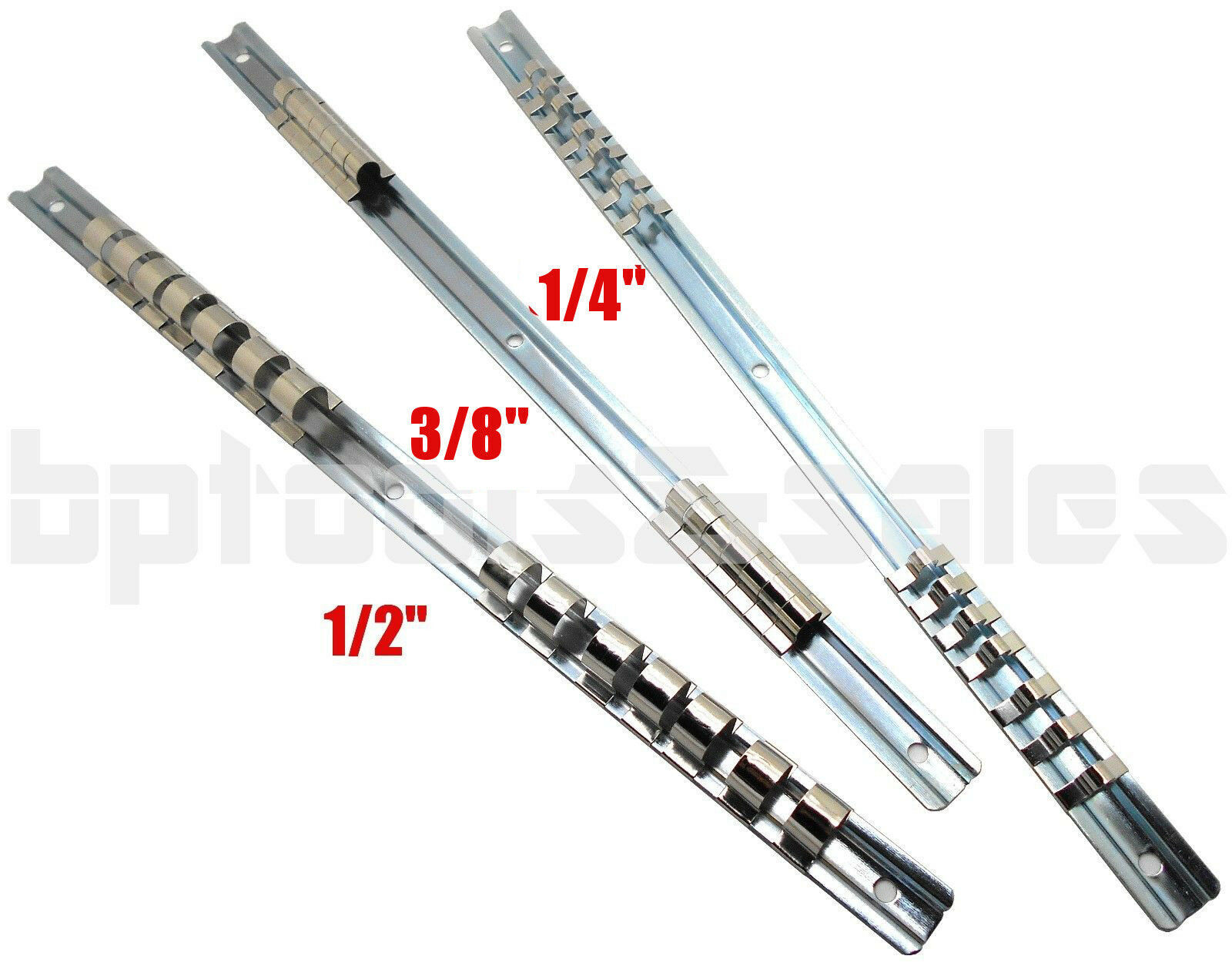 3PC Socket Holder Sliding Rail Tray Organizer 1/4″ 3/8″ 1/2″Mountable Steel Rack