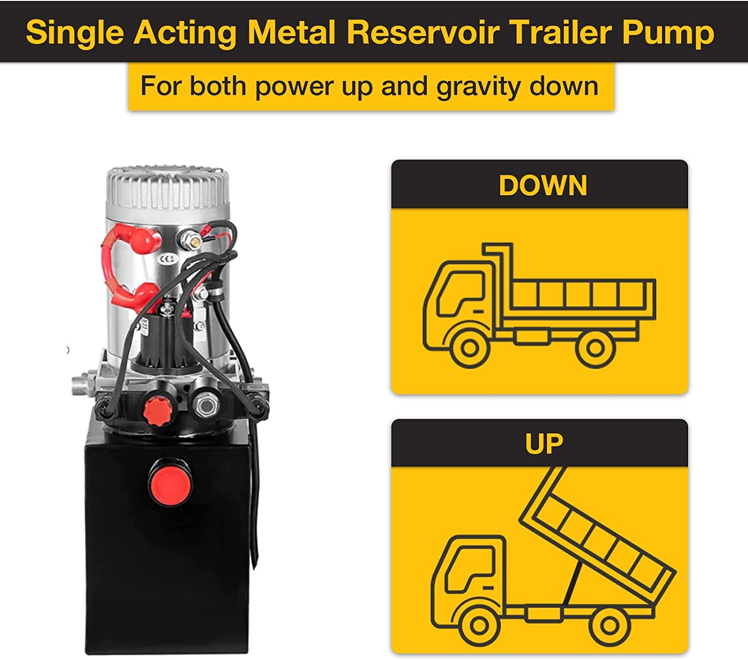 Hydraulic Power Unit Single Acting Dump Trailer Pump 4 Quart 3200 PSI 12V