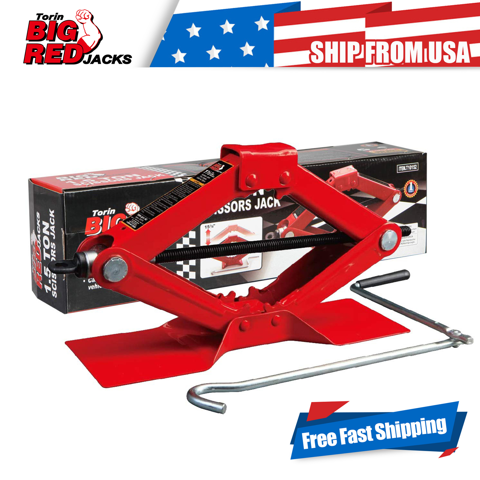 BIG RED T10152 Torin1.5 Ton (3,000 lb) Steel Scissor Lift Jack Car Kit