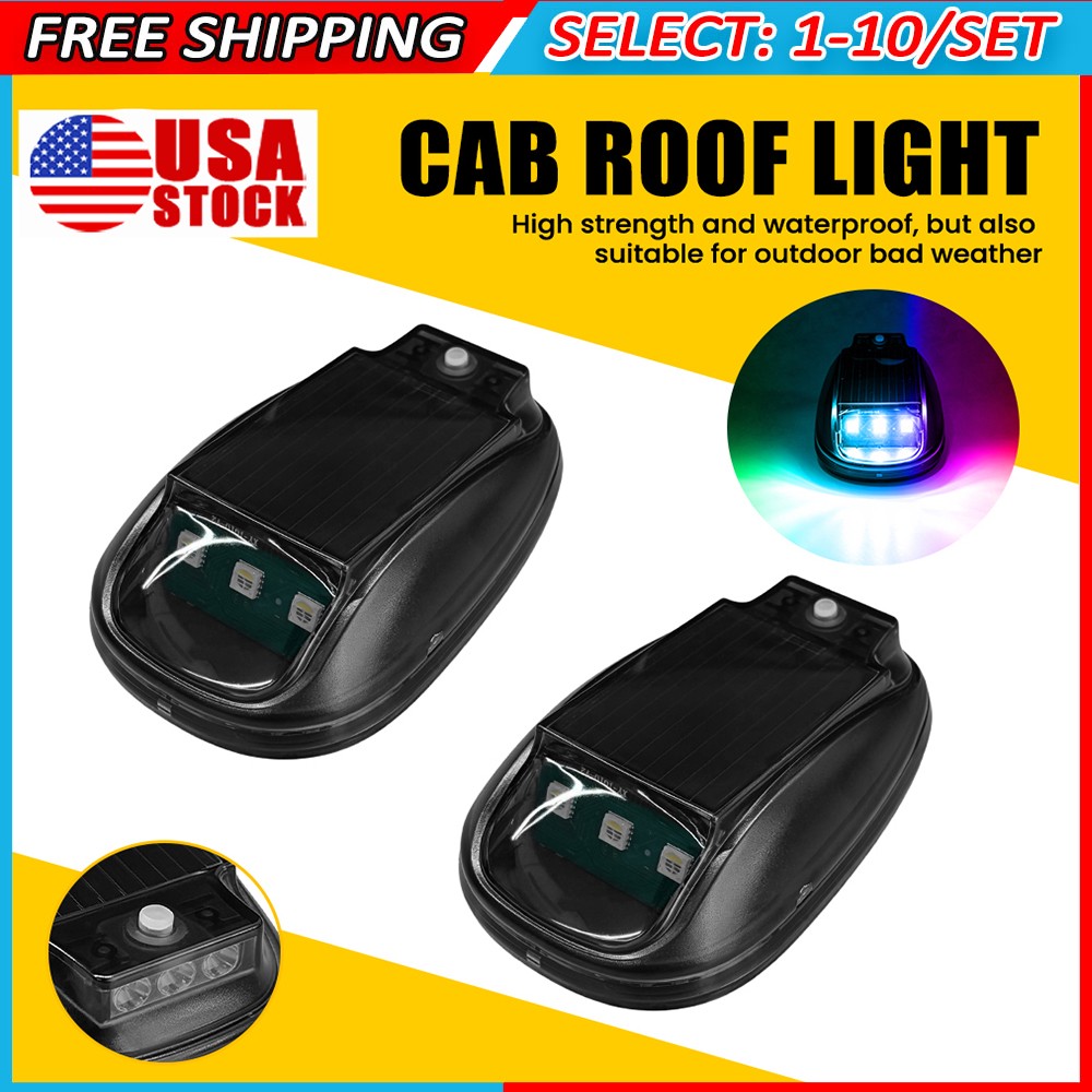 2-20x RGB Solar Strobe Light Wireless LED Car Roof Marker Lamp USB Rechargeable