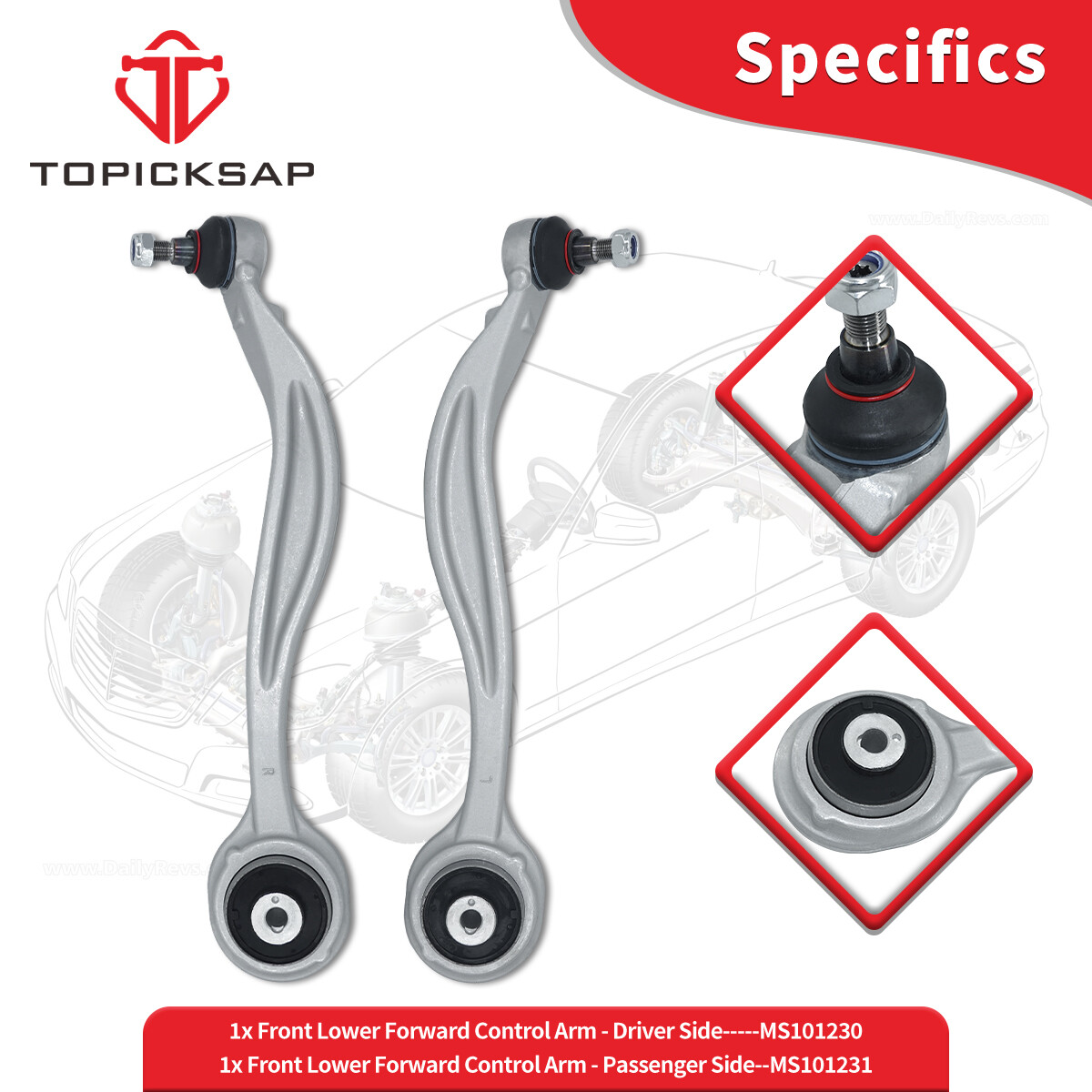 4Pcs Front Lower Forward Rearward Control Arms Ball Joint for GLK250 GLK350 Kit