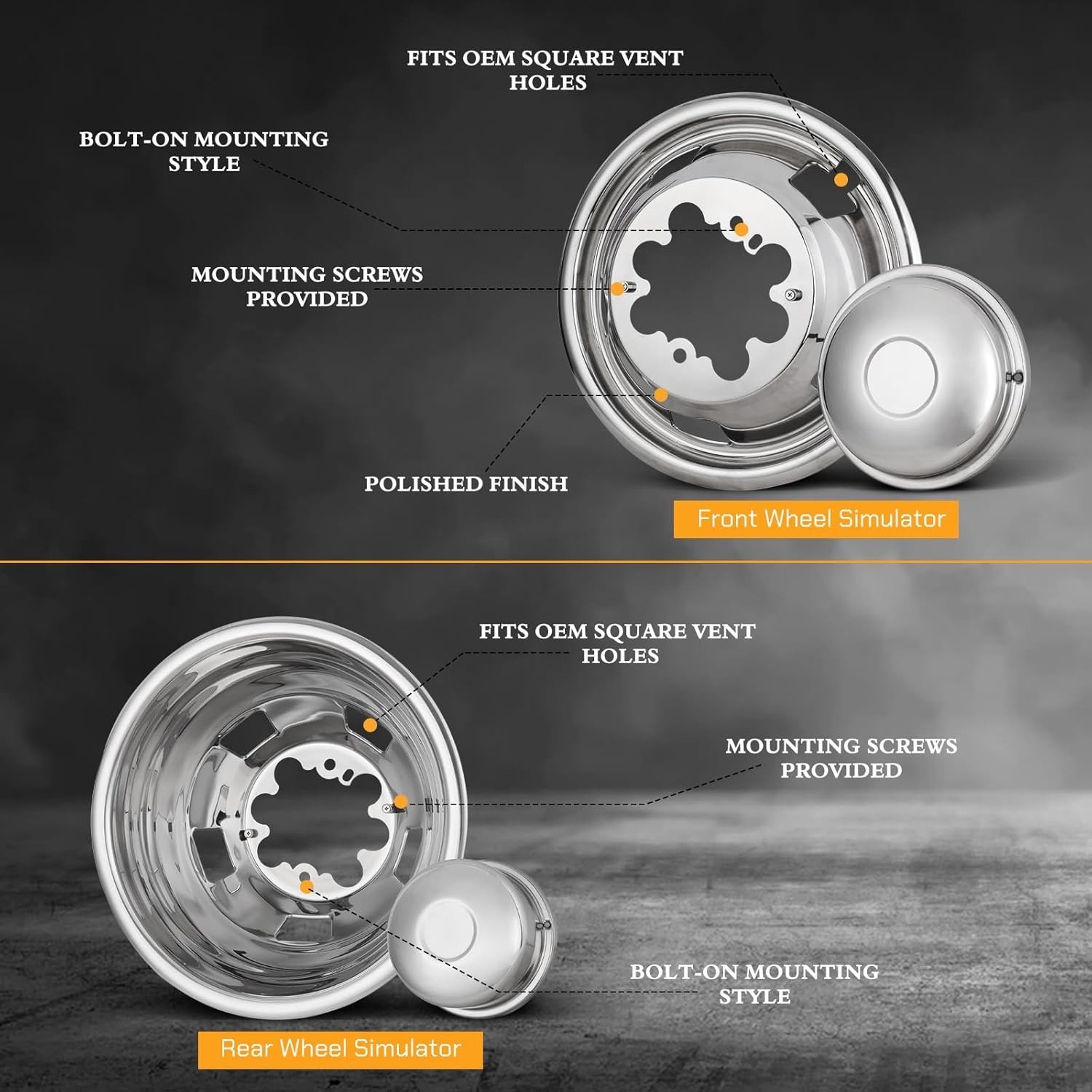 2003-2025 Dodge Ram 3500 17” Dual Stainless Steel Wheel Simulator Rim Skins