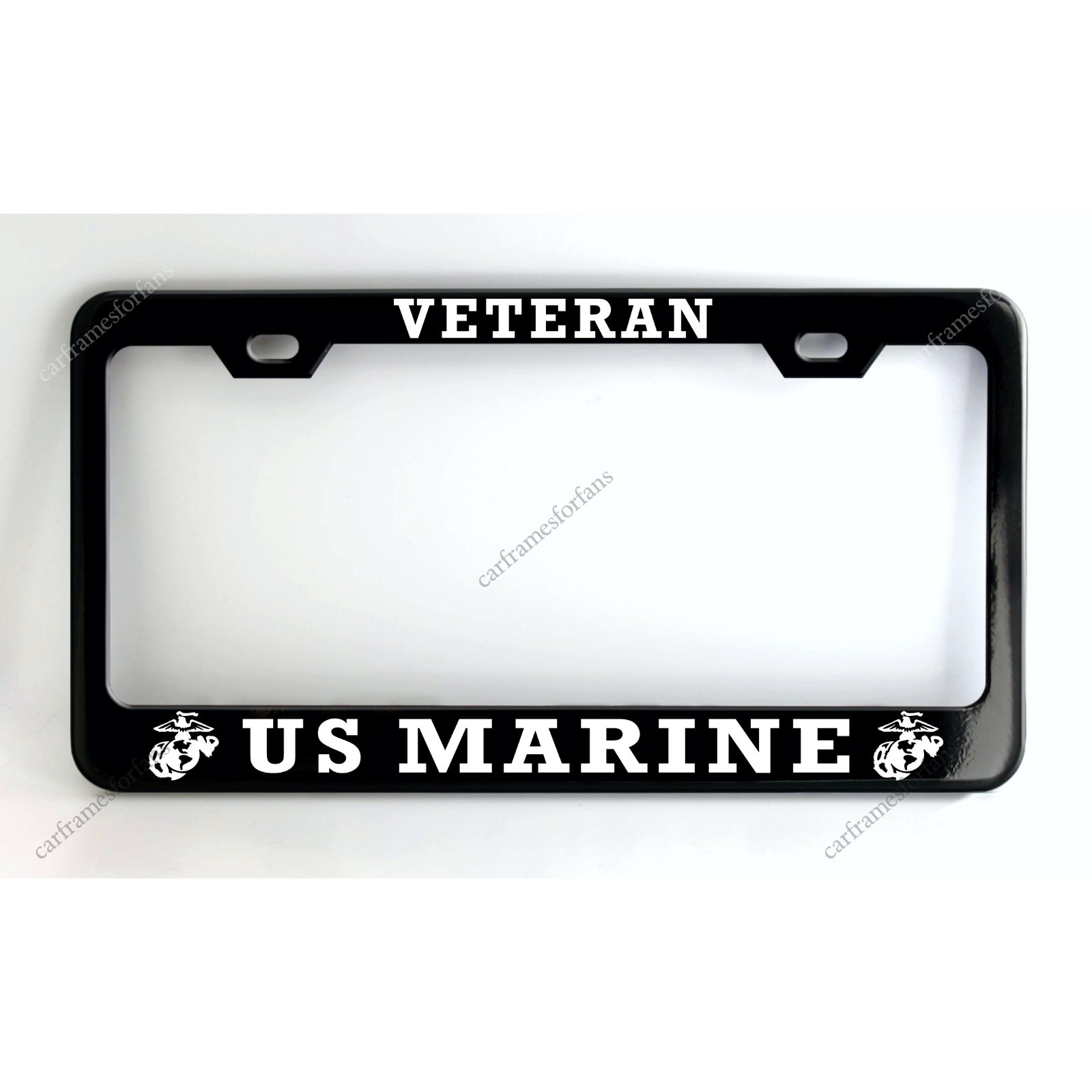 UNITED STATES MARINE VETERAN Black License Plate Frame Powder Coated Metal