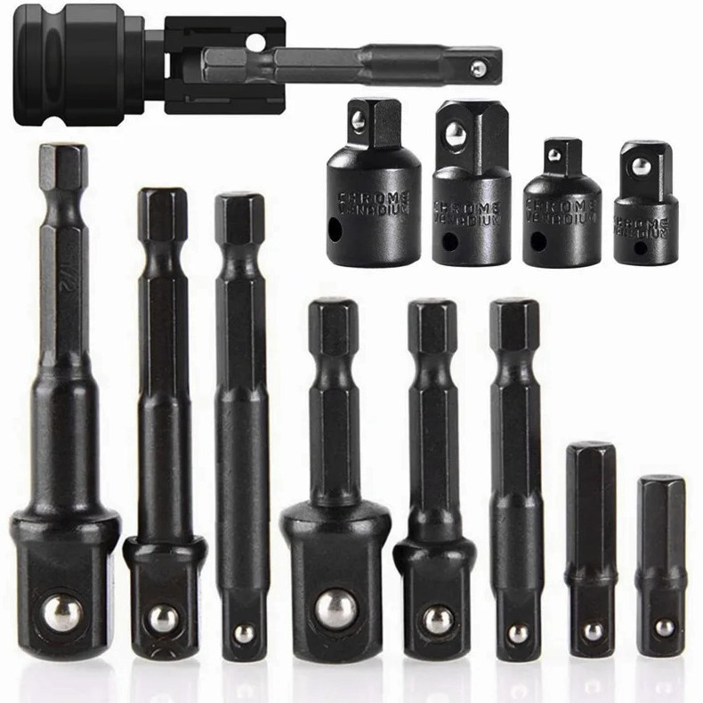 12pcs Impact Socket Adapter & Reducer Set Drill Extension Nut Driver Kit – NEW