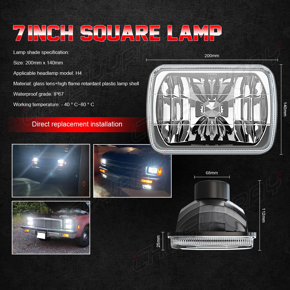 55W Pair 7×6 5×7 LED Headlights Hi-Lo Fit Chevy Express Cargo Van 1500 2500 3500