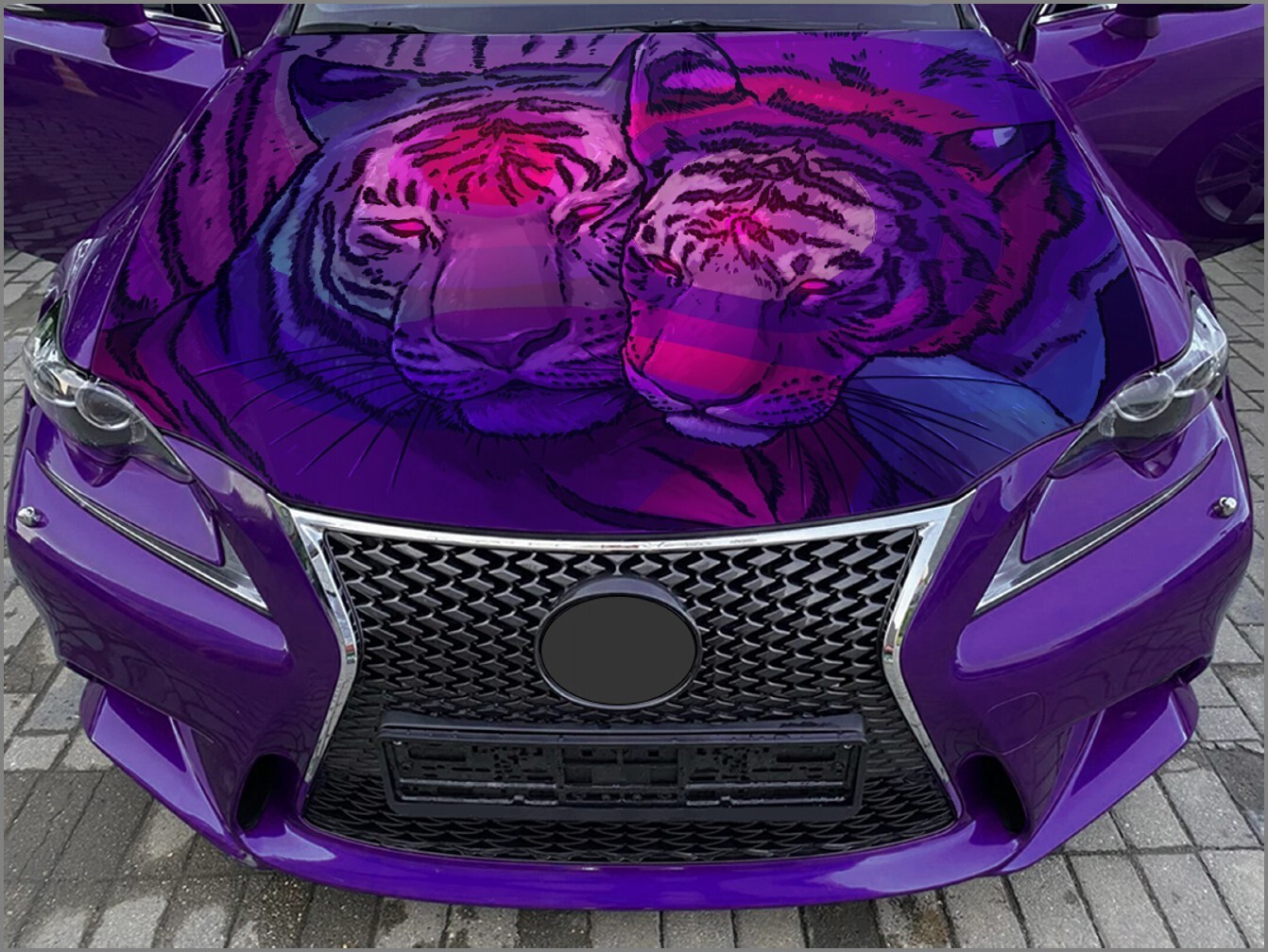 Car Hood Wrap Tigers Sticker Predators Abstract Art Color Custom Decal #7