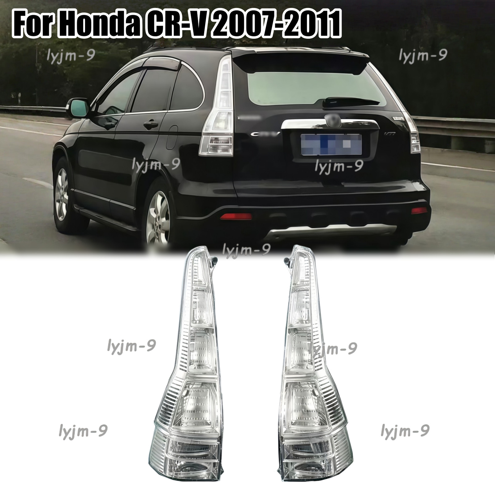 1Pair Clear Lens LED Rear Tail Lights Without Bulbs for 2007-2011 Honda CR-V CRV
