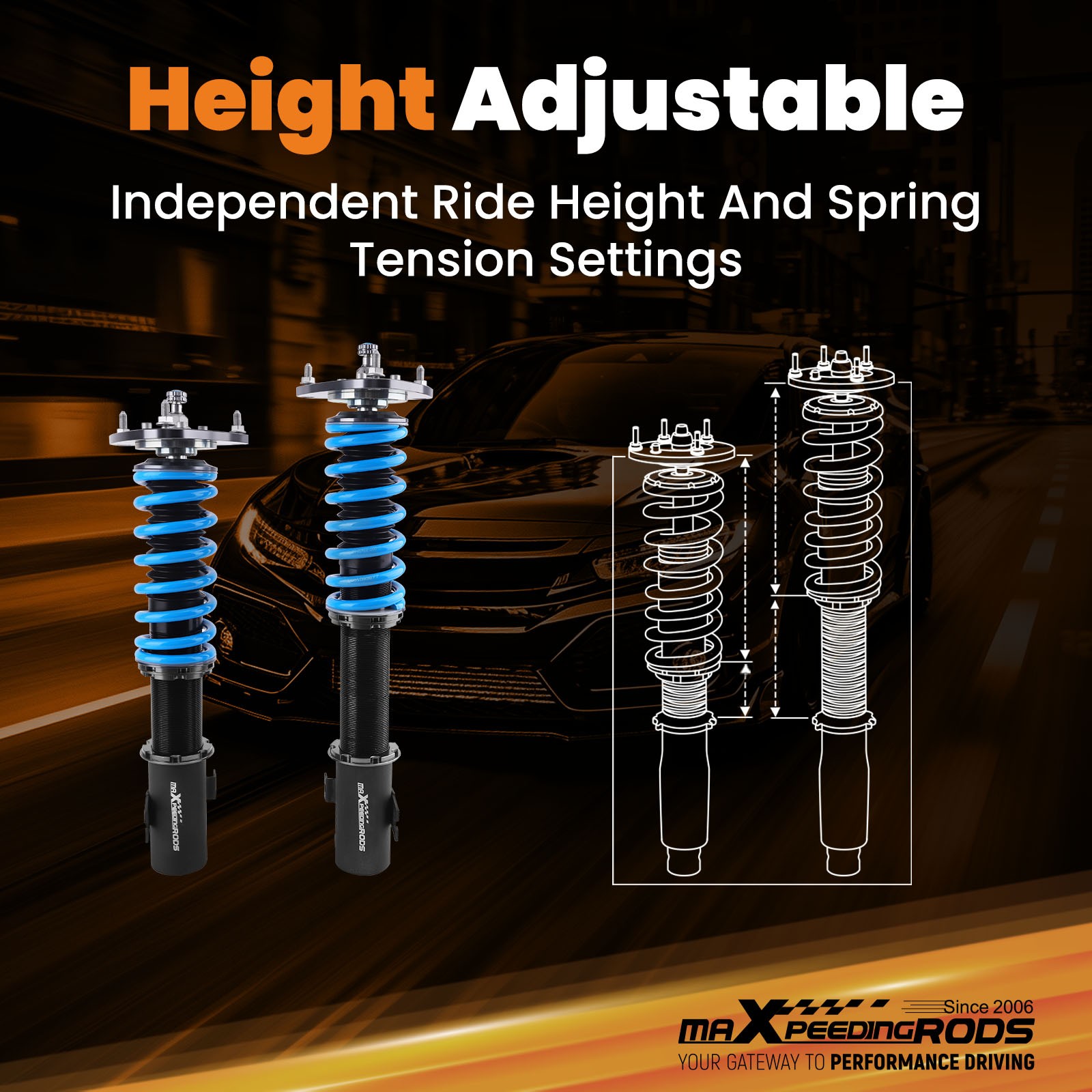 MaXpeedingrods 24 Step Adjustable Coilovers Kit for Subaru Legacy 1993–1999