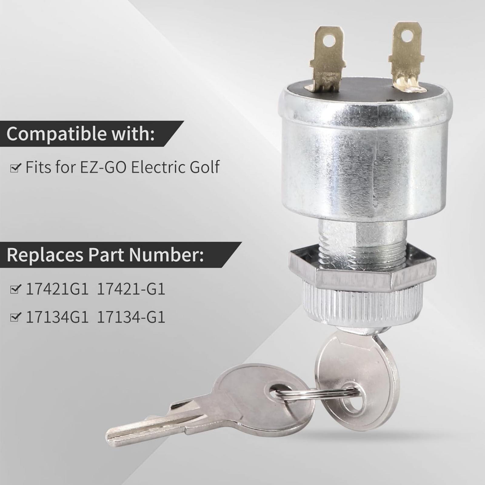 Metal+Plastic Ignition Switch 2-Terminal – Replacement for EZGO 1981+ Models