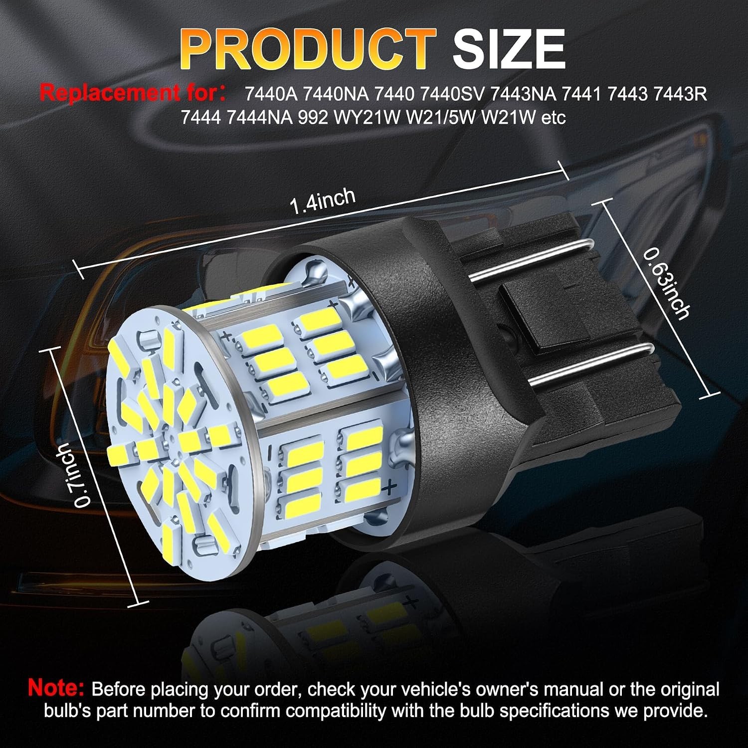 Long-Lasting 7443 LED Lights (4PCS) for Backup & Daytime Running – 50,000 Hours