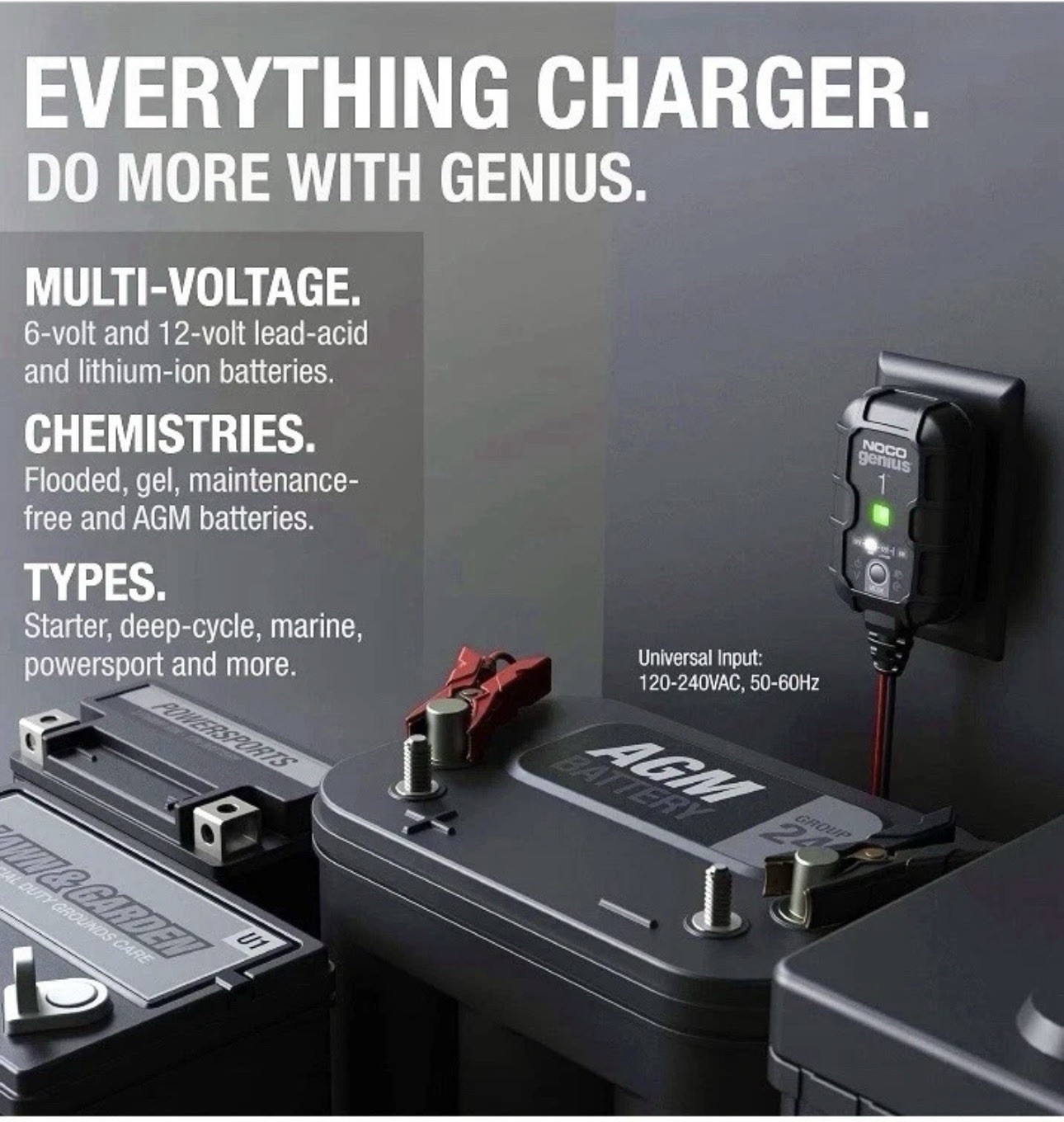 NOCO GENIUS1 6V/12V 1A Smart Battery Charger, Trickle Charger and Maintainer