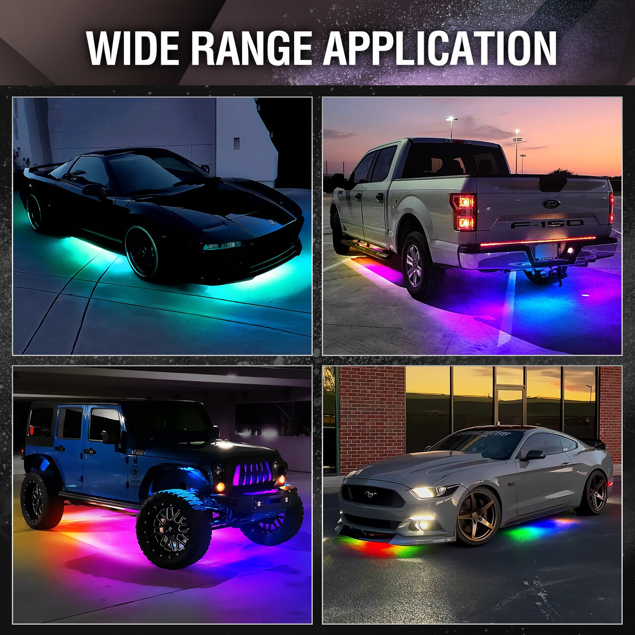 4PC RGB-IC Dream Color DreamColor Underglow LED Kit Car Neon Bar Light