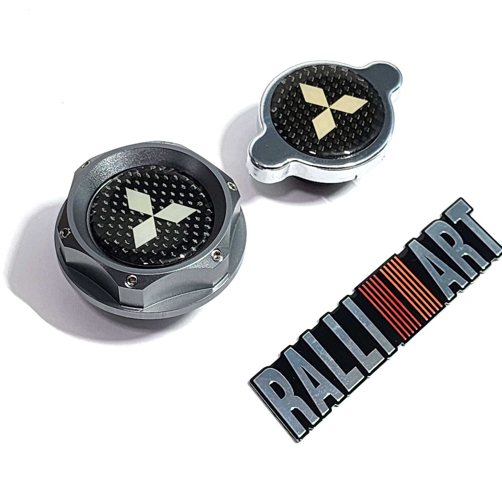 GUNMETAL BILLET OIL FILLER CAP + RADIATOR CAP FOR 08-15 MITSUBISHI LANCER EVO X