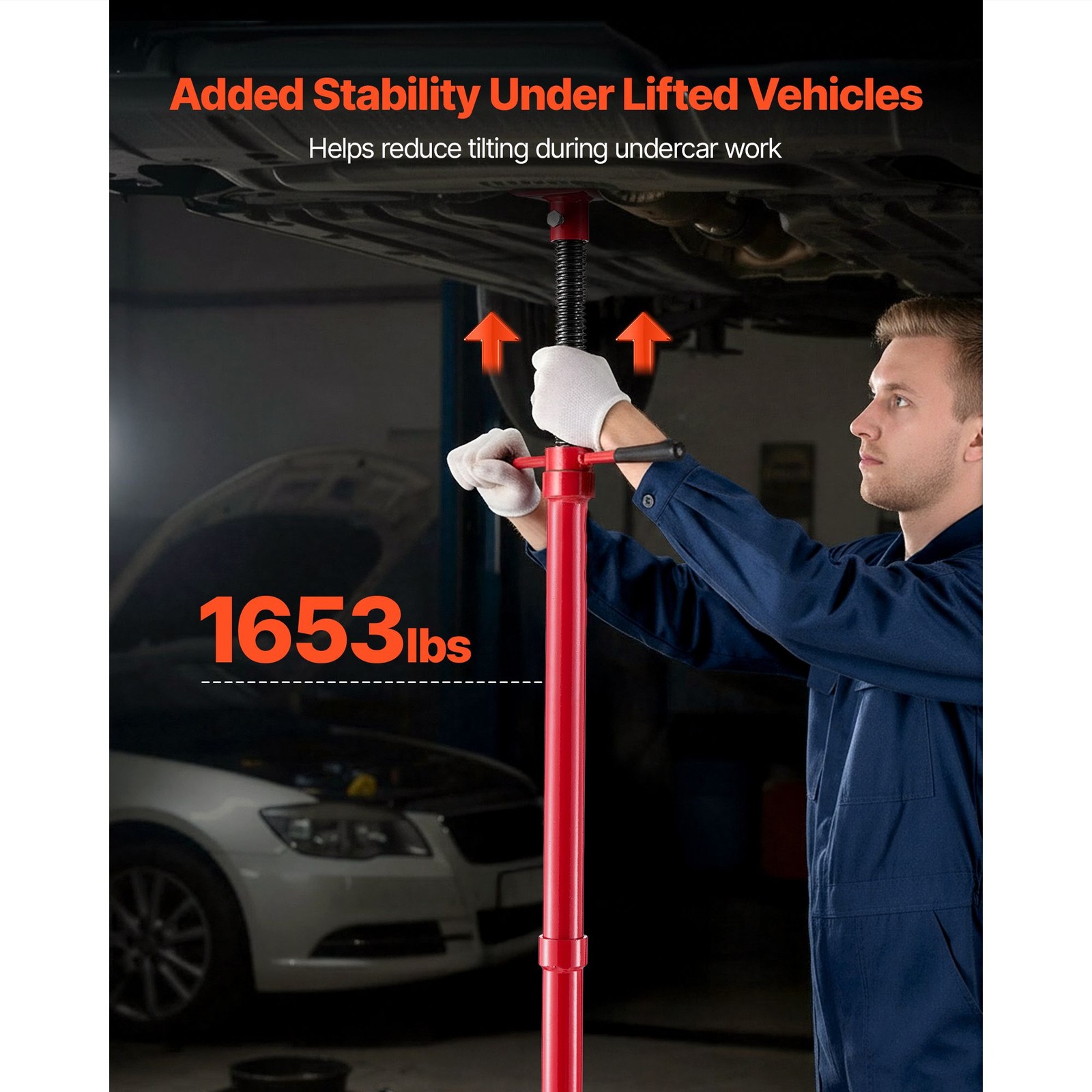3/4Ton 1653lbs Height Adjustable UnderHoist Jack Stand Carbon Steel