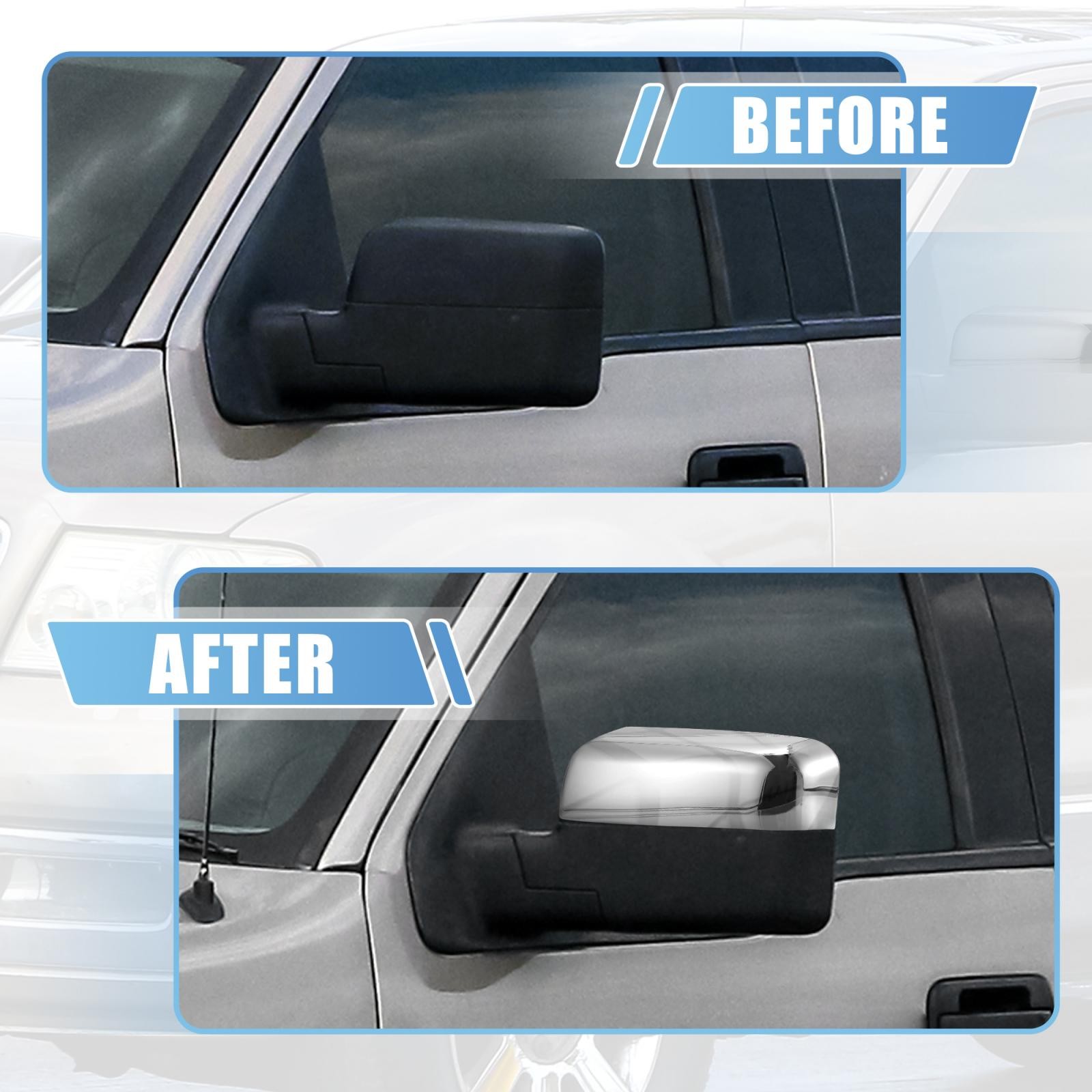 Pair Chrome Plated Power Top Half Mirror Cover Cap for Ford F-150 FX4 XLT 04-08