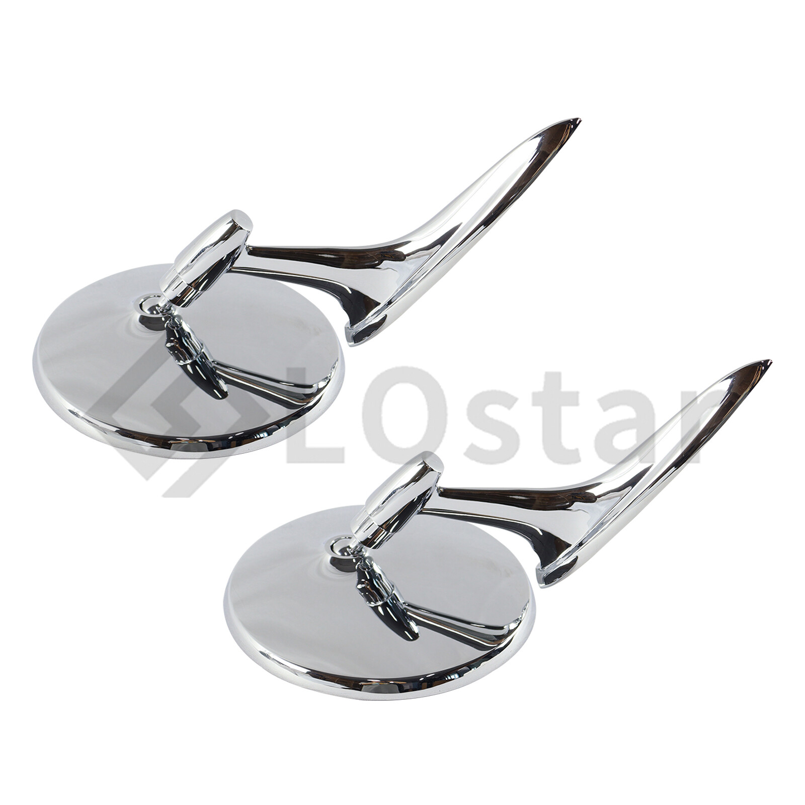 Round Outside Rearview Mirrors Ribbed Base For Chevy Chevelle Impala Nova