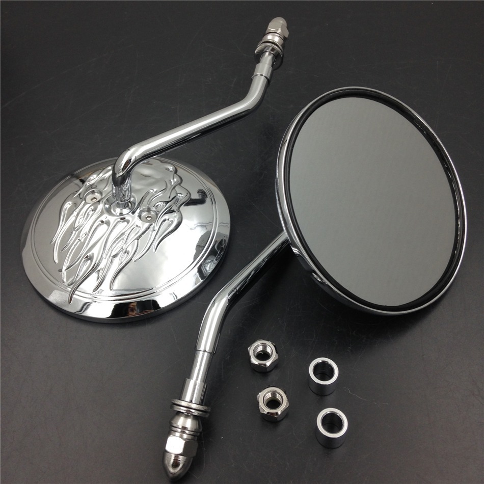 Side Mirrors For Harley Softail Dyna Sportster Touring Chrome Round RearView
