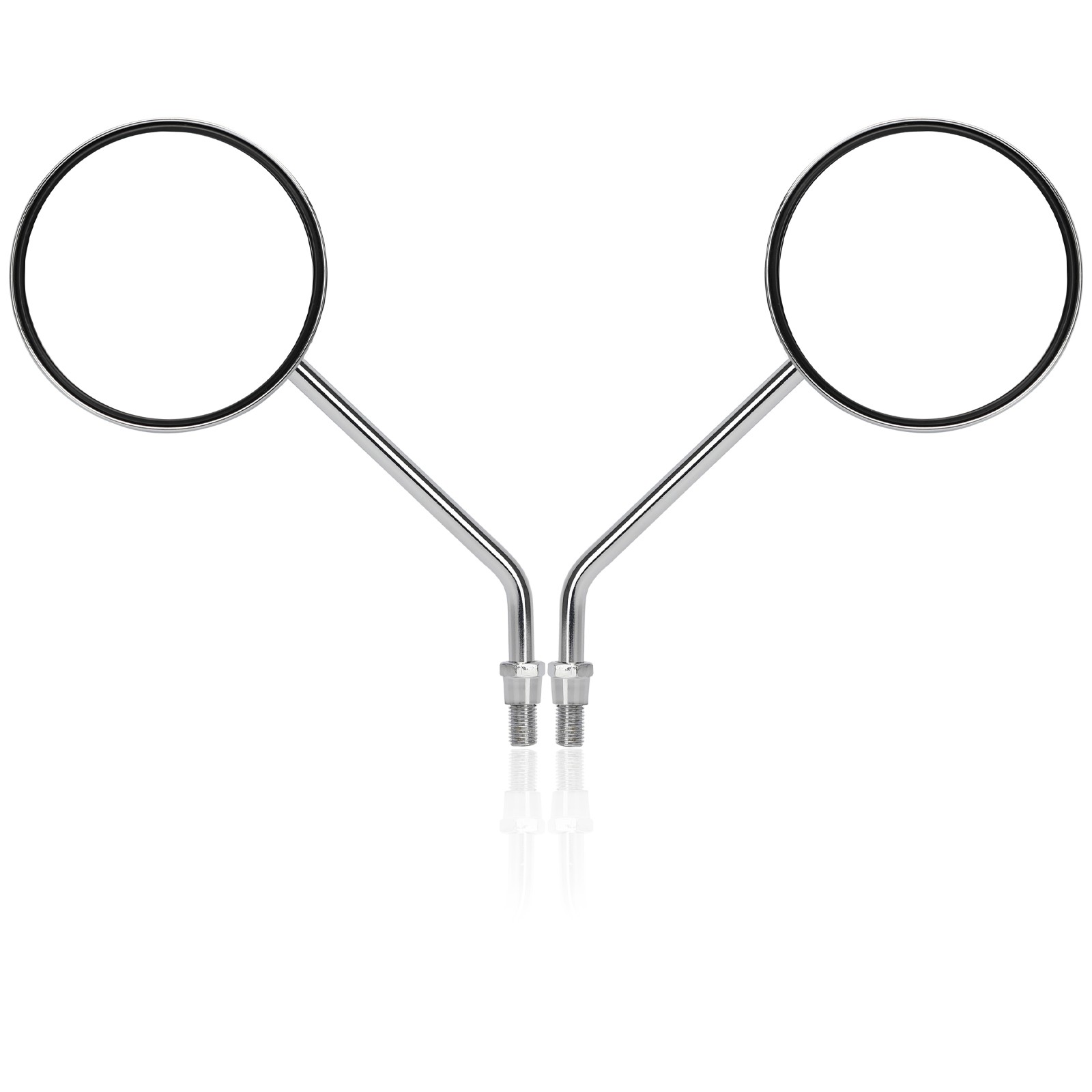 Chrome 10MM Universal Motorcycle Classic Round Long Stem Rearview Side Mirrors
