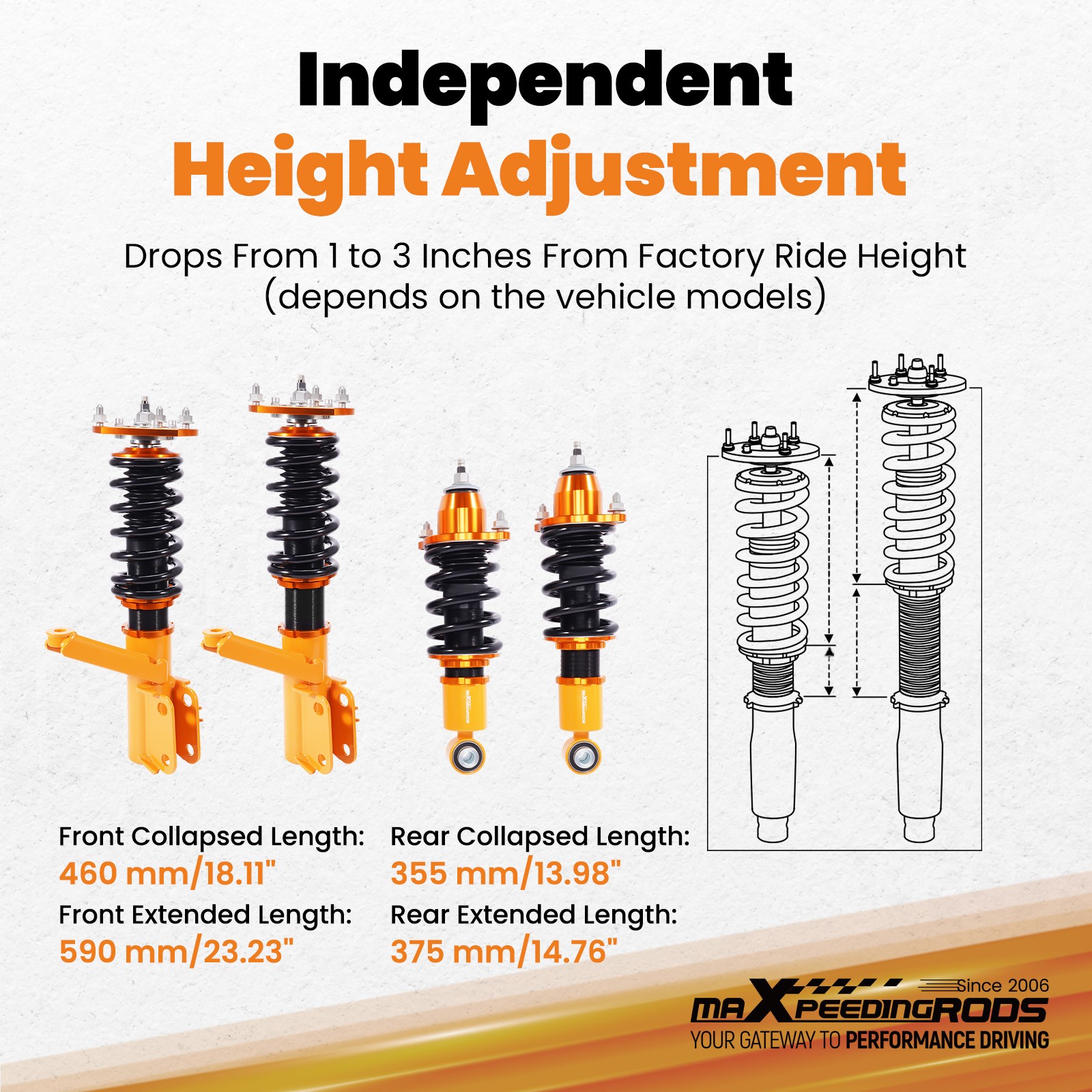 MaXpeedingrods 24 Level Damper Coilovers Spring Kit for Honda Element 2003-2011