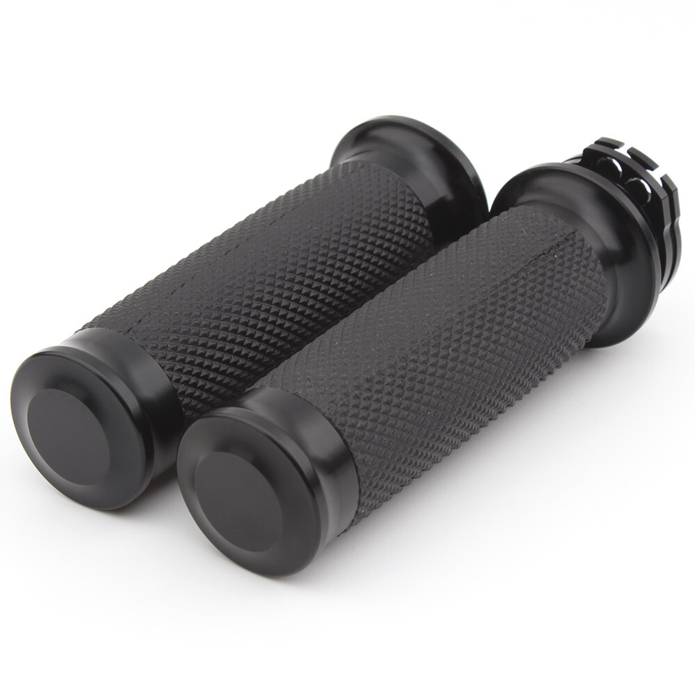 Pair Aluminum 1″ Black Handle Bar Hand Grips Fit For Harley Sportster Road King