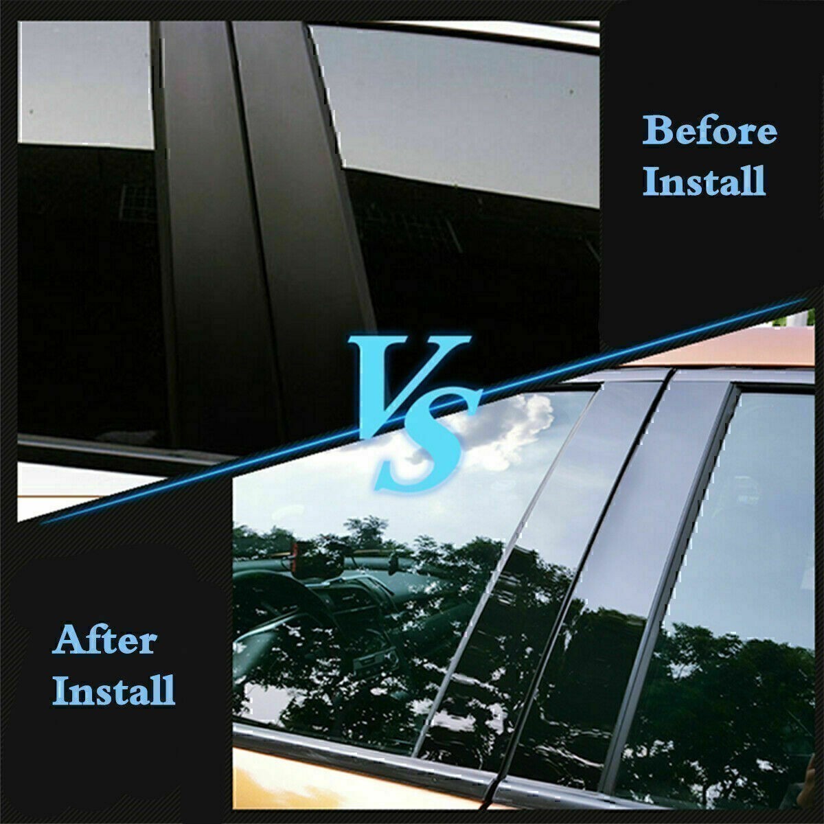 6pcs Performance Custom Pillar Posts For 2011-2021 Dodge Charger Black