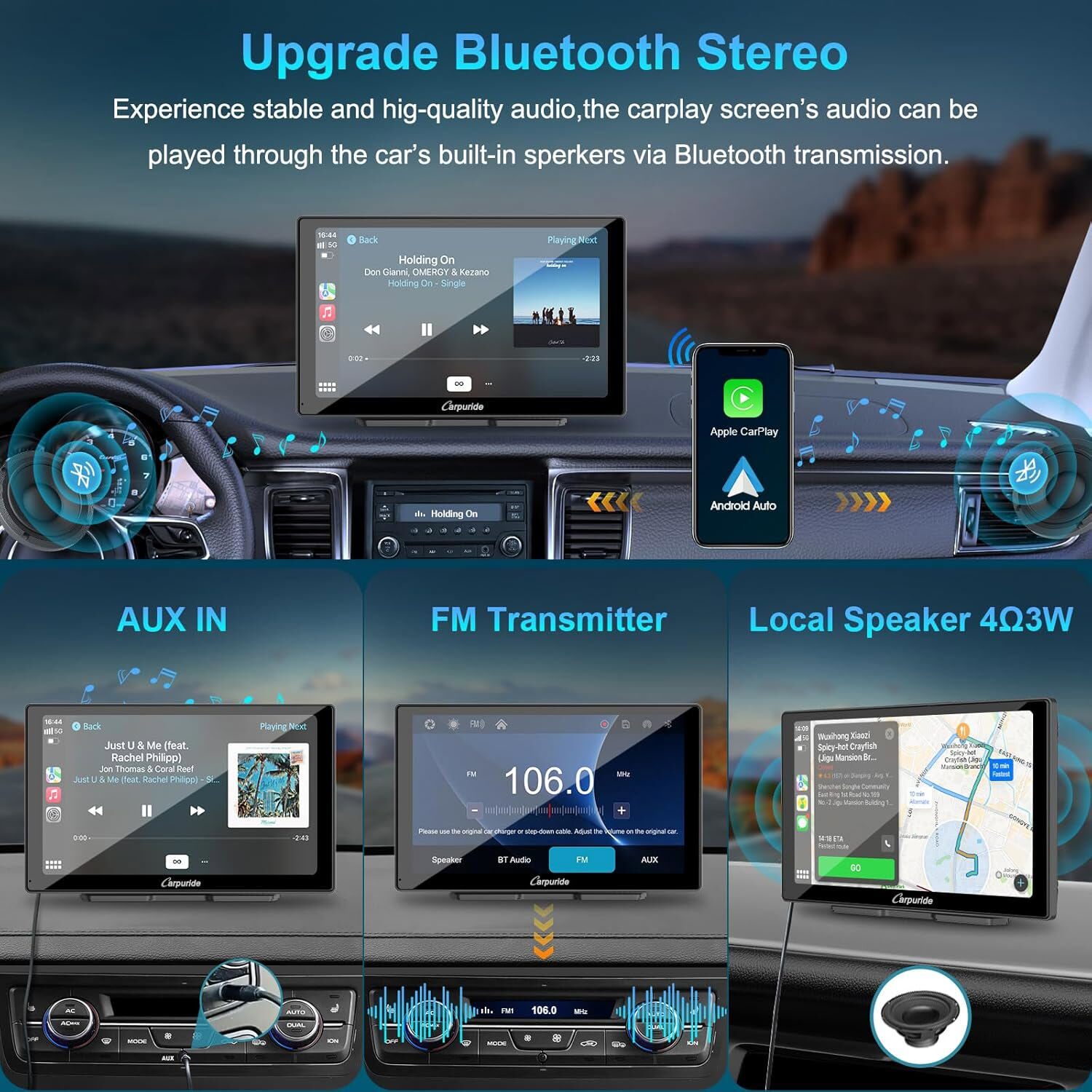 Carpuride W703 Wireless Carplay Android Auto 4K Front Camera Super Link Stereo