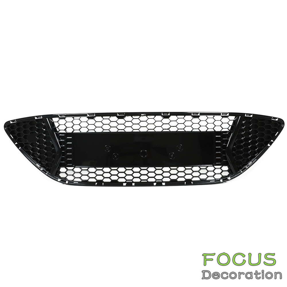 For 2013 14 Ford Focus Front Upper Bumper Grille Glossy Black Grill ABS Plastic