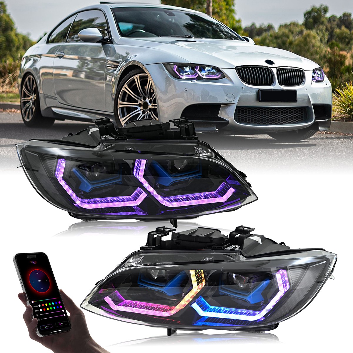 USED For 2007-2010 BMW 3 Series E92 E93 LED Headlight Assembly High Low Beam
