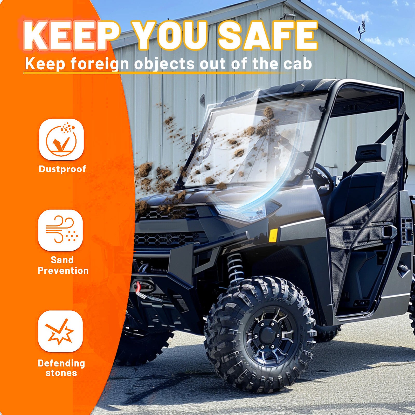 Front Full Windshield For Polaris Ranger XP 800/ XP 800 Crew/800 6×6 2010-2016