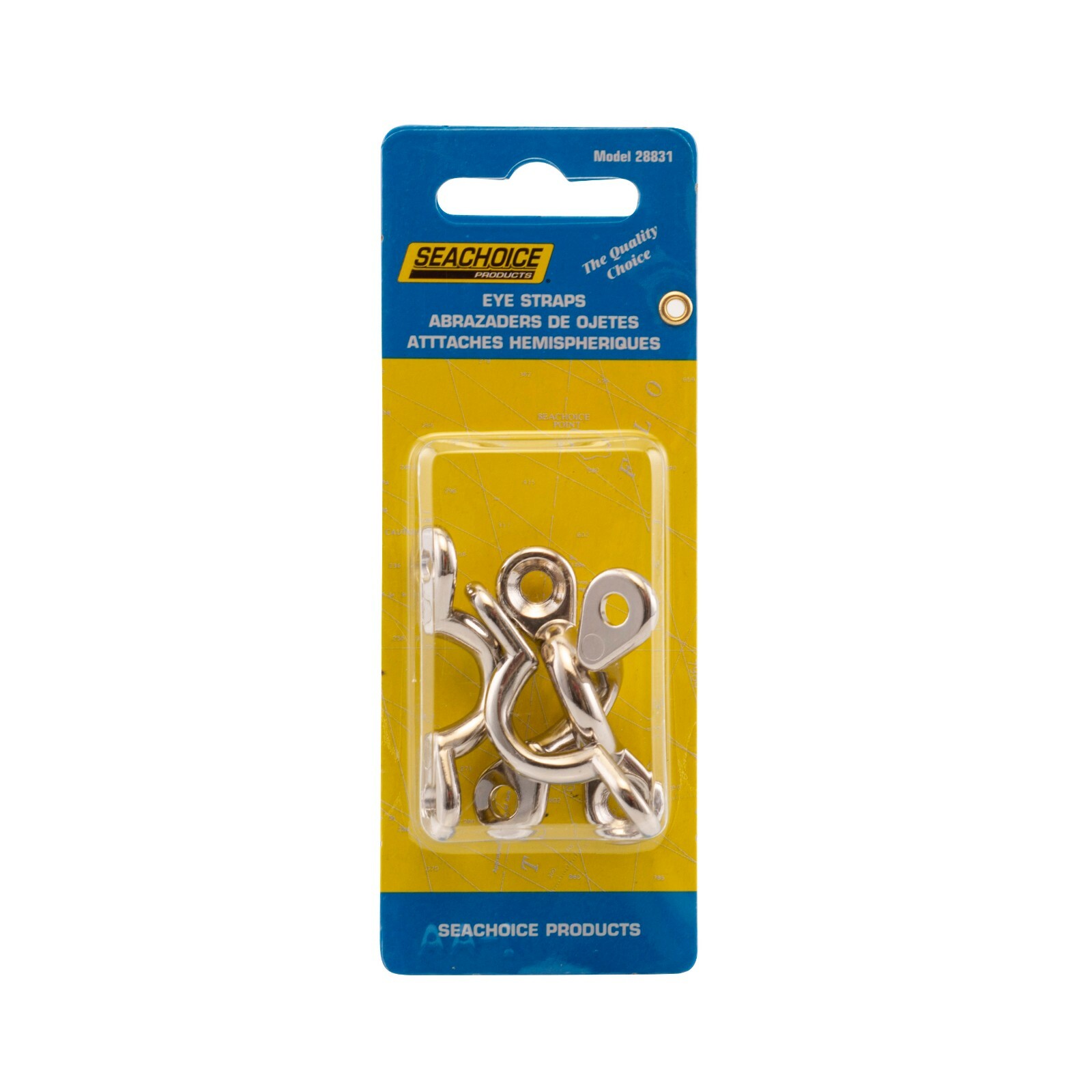 4-Pack (4) SeaChoice Chrome-Plated Zinc Eye Straps Hardware for Bimini Top 28831