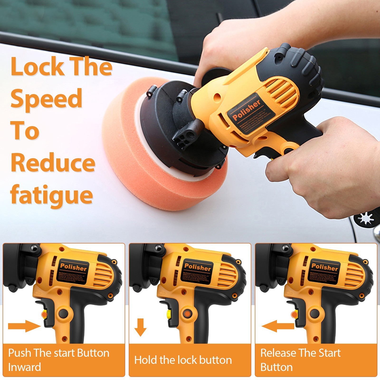 ✅Car Polisher Buffer Sander 1000W Polishing Machine Kit Waxing w/ 5″ Pad Bonnet